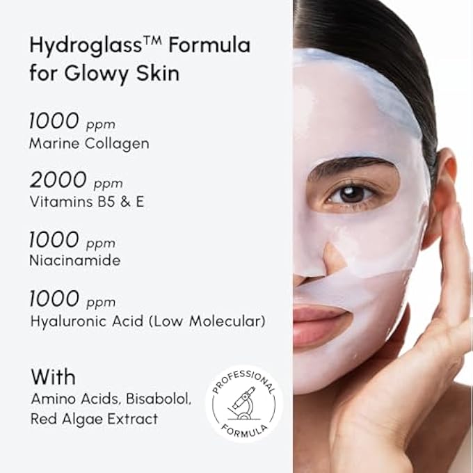 MAREE HYDROGEL COLLAGEN FACIAL MASK WITH HYALURONIC ACID  HYDRATING FACE MASKS SKINCARE  NIACINAMIDE, AMINO ACIDS & RED ALGAE EXTRACT  FACIAL MASKS FOR WOMEN  MASCARILLAS PARA LA CARA  4 COUNT - Image 4